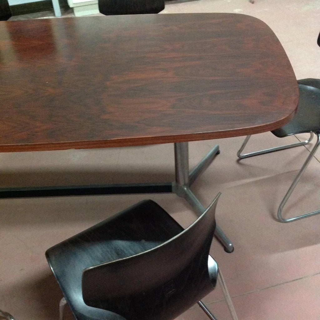 GRANDE TAVOLO ANNI '60 IN MOGANO E ALLUMINIO - STILE FRANCO ALBINI