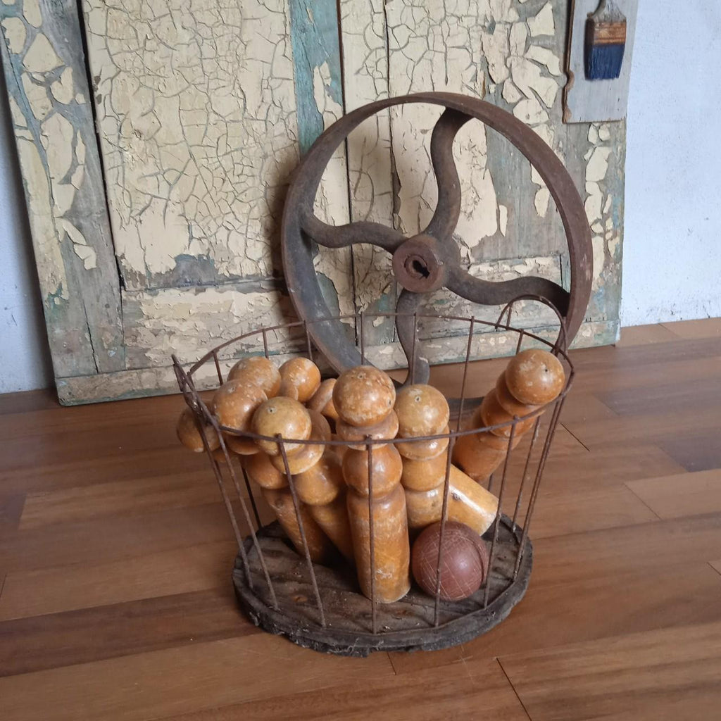 SET BIRILLI VINTAGE IN LEGNO - COMPLETO CON BOCCIA