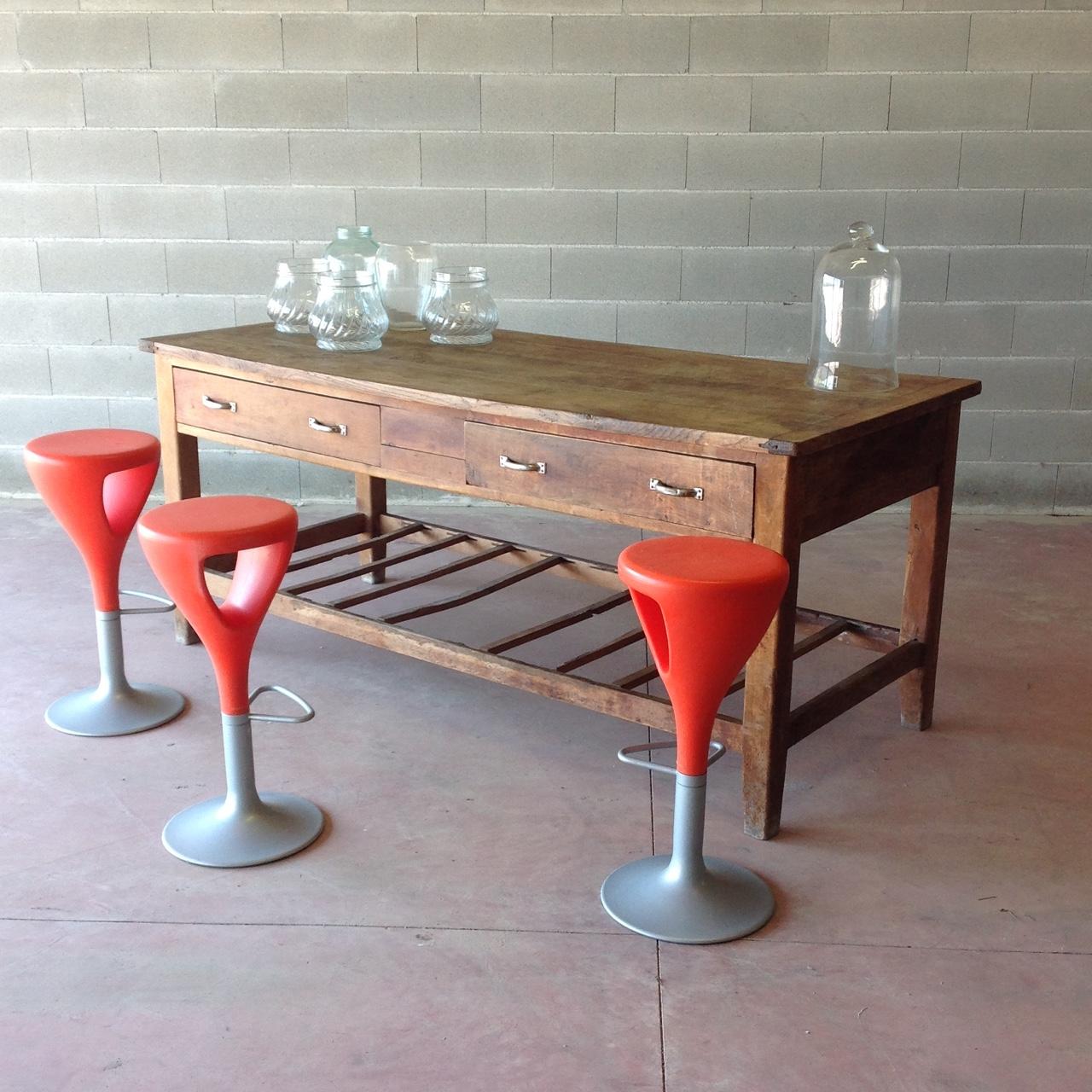 TAVOLO DA TIPOGRAFO ANNI '50 IN LEGNO MASSELLO