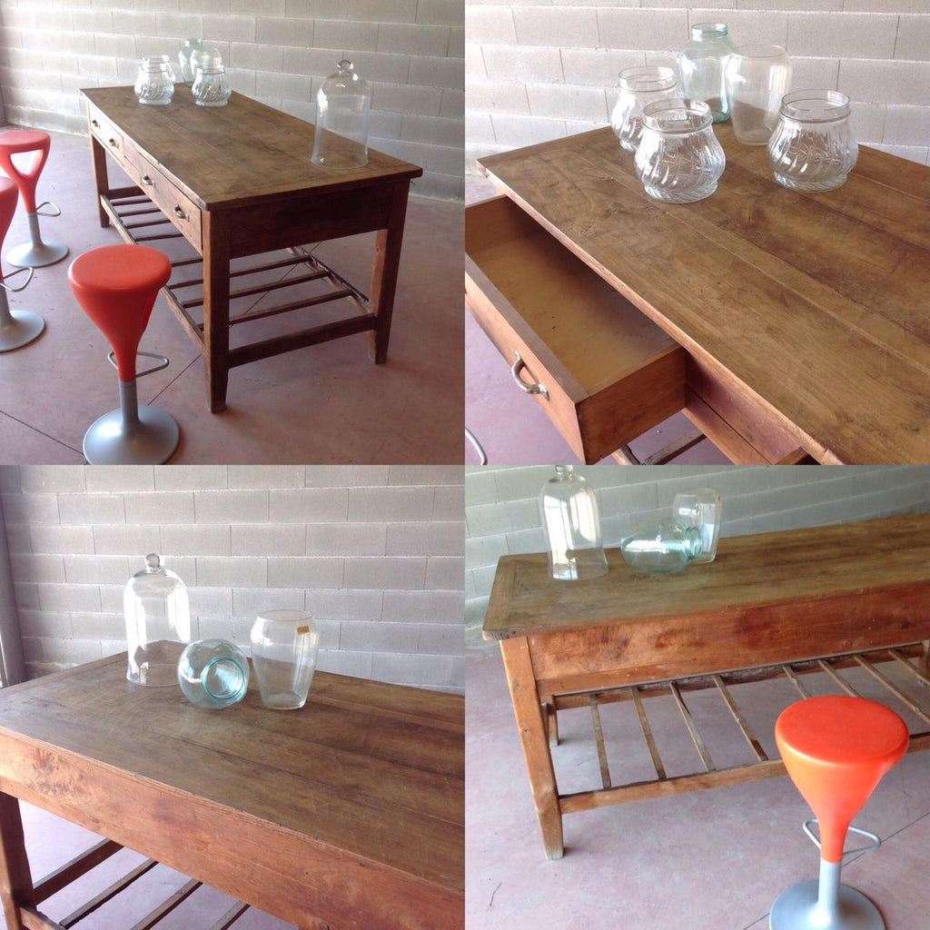 TAVOLO DA TIPOGRAFO ANNI '50 IN LEGNO MASSELLO