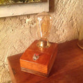 LAMPADA VINTAGE INDUSTRIAL IN LEGNO E OTTONE