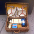 VALIGIETTA PICNIC IN VIMINI COMPLETA - SET ANNI '60